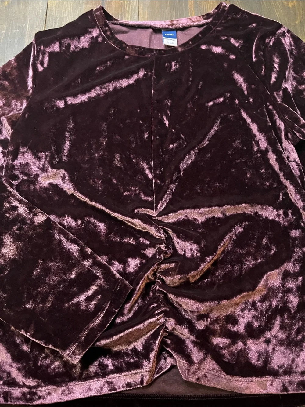 Old Navy Velvet Ruched Long Sleeve Top - Burgundy Kids Size XXL